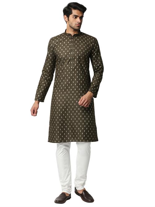 olive printed kurta - 18425428 - Standard Image - 0