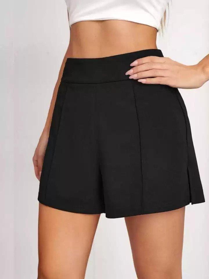 vedrid solid women black regular shorts - 18425807 - Standard Image - 3