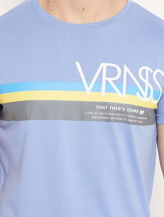 light blue chest print t-shirt - 18425879 - Standard Image - 3