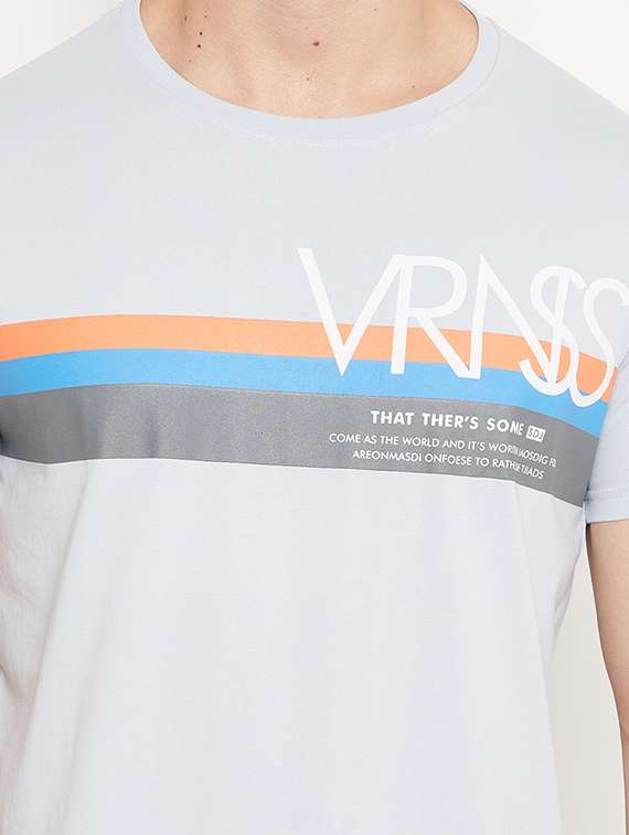 light blue chest print t-shirt - 18425880 - Standard Image - 3