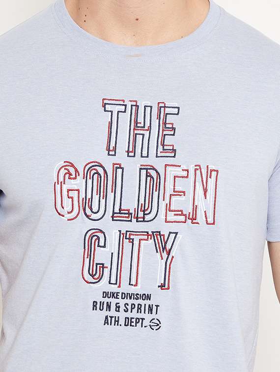 light blue front print t-shirt - 18425886 - Standard Image - 3