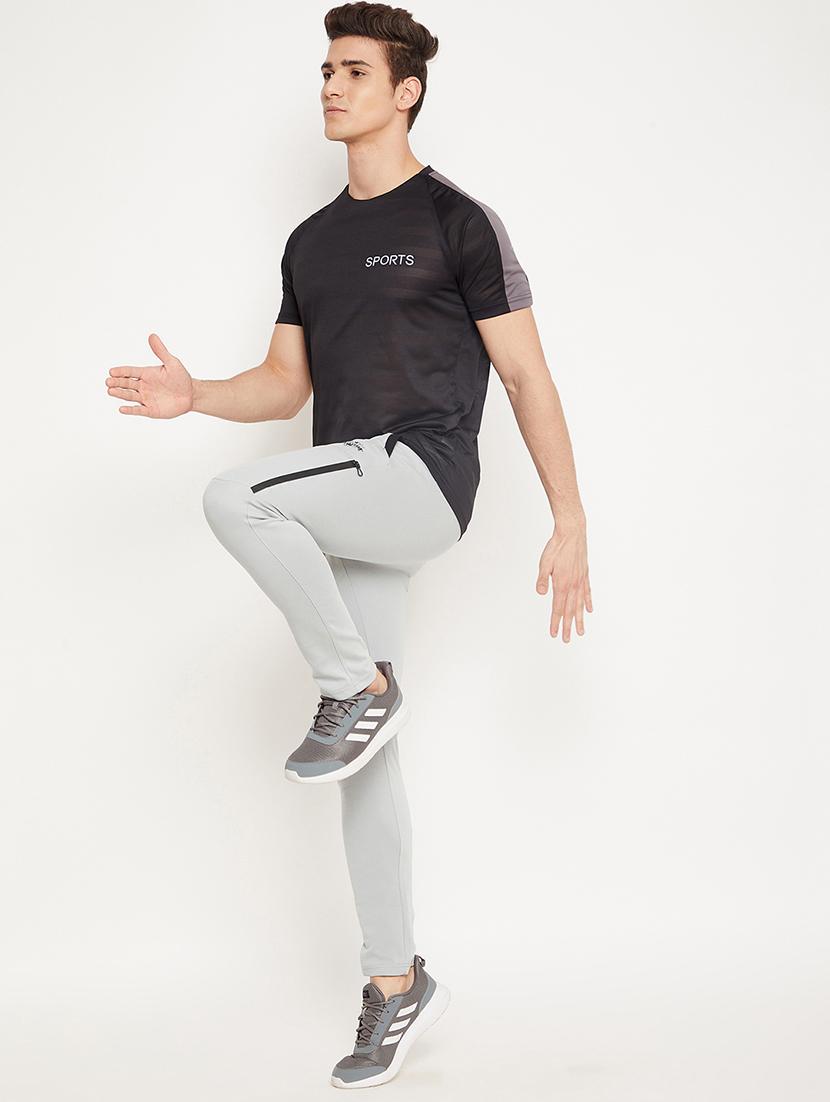 grey solid full length track pant - 18425903 - Standard Image - 3
