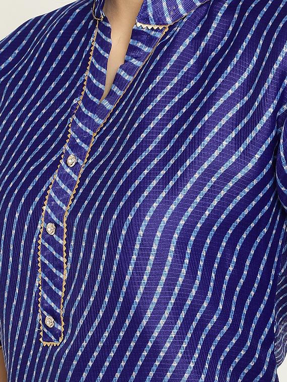 indigo leheriya print straight kurta - 18426004 - Standard Image - 3