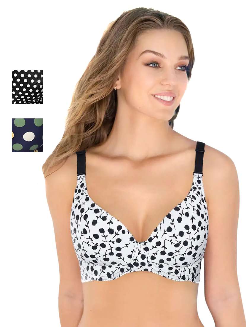 set of 3 printed t-shirt bra