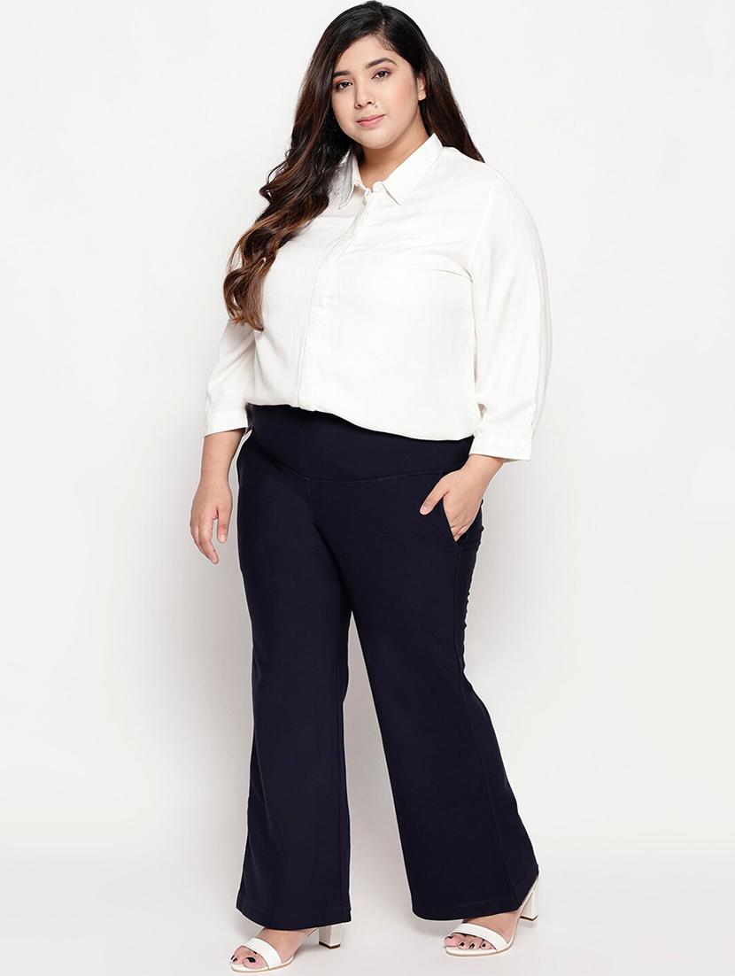 high rise solid flat front trouser - 18426855 - Standard Image - 3