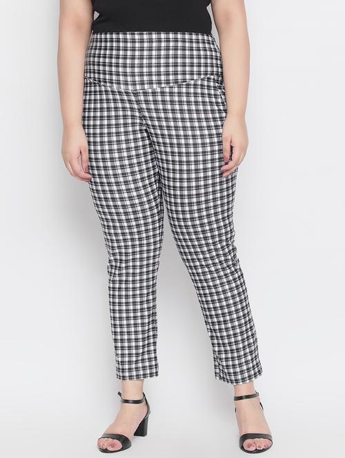 high rise checkered flat front trouser - 18426858 -  Standard Image - 0