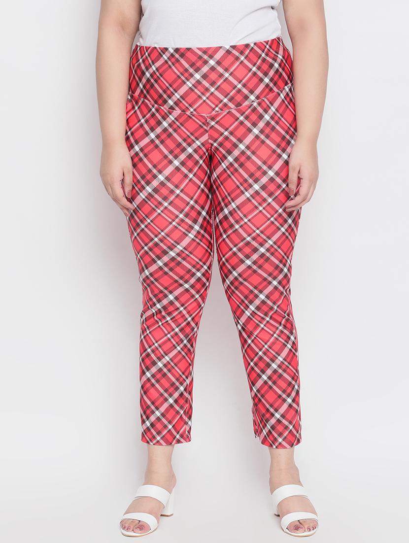 high rise checkered flat front trouser - 18426864 - Zoom Image - 0