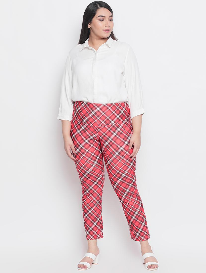 high rise checkered flat front trouser - 18426864 - Standard Image - 3