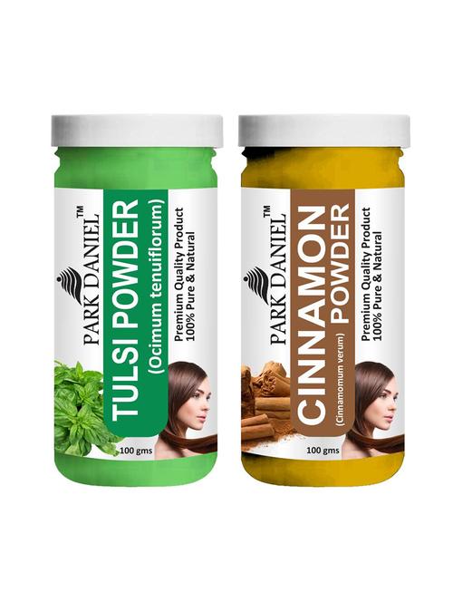 park daniel pure & natural tulsi powder & cinnamon powder combo pack of 2 bottles of 100 gm (200 gm ) - 18427287 - Standard Image - 0