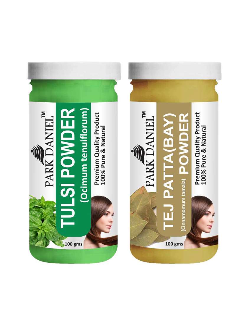 park daniel pure & natural tulsi powder & tej patta(bay) powder combo pack of 2 bottles of 100 gm (200 gm )