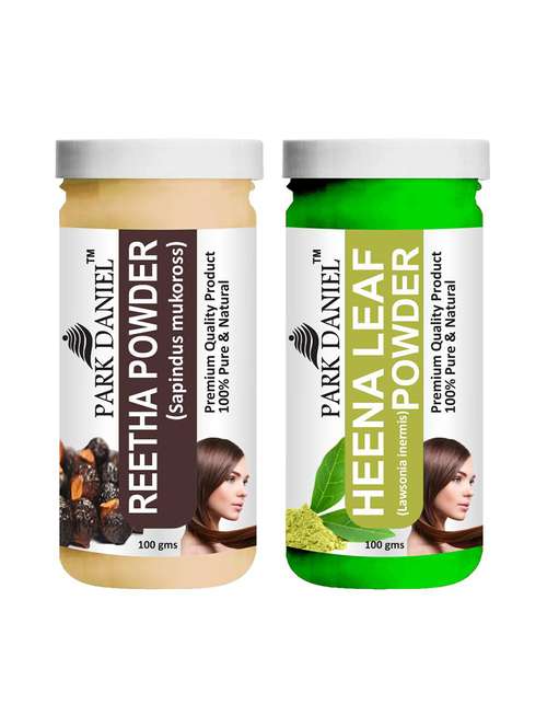 park daniel pure & natural reetha powder & heena leaf powder combo pack of 2 bottles of 100 gm (200 gm ) - 18427315 -  Standard Image - 0