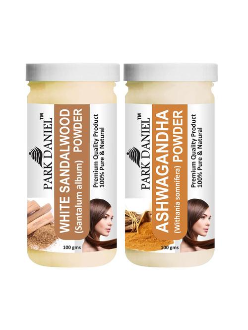 park daniel premium white sandalwood powder & ashwagandha powder combo pack of 2 jars of 100 gms(200 gms) - 18427334 -  Standard Image - 0