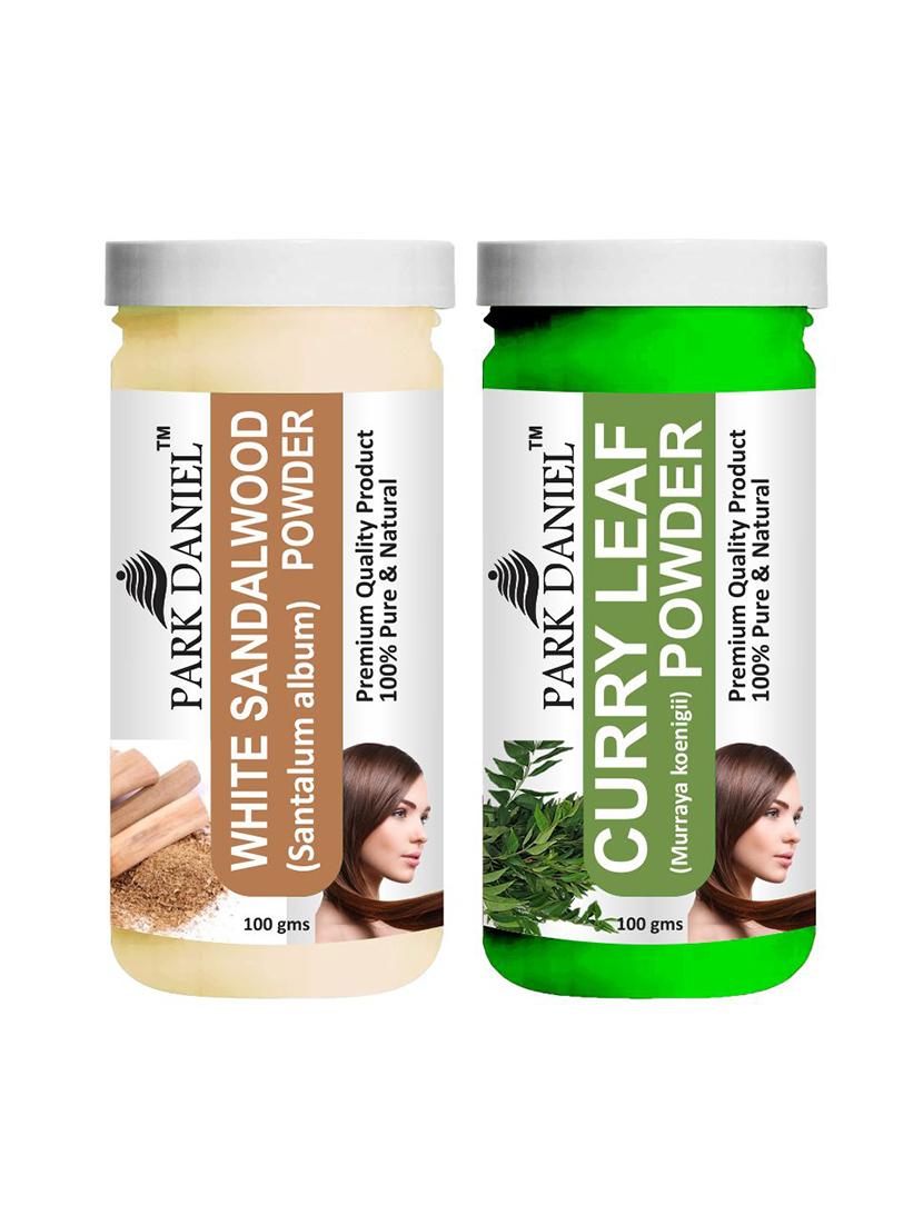 park daniel premium white sandalwood powder & curry leaf powder combo pack of 2 jars of 100 gms(200 gms) - 18427355 -  Zoom Image - 0
