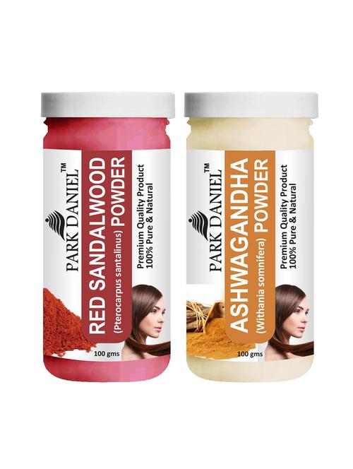 park daniel premium red sandalwood powder & ashwagandha powder combo pack of 2 jars of 100 gms(200 gms) - 18427368 - Standard Image - 0