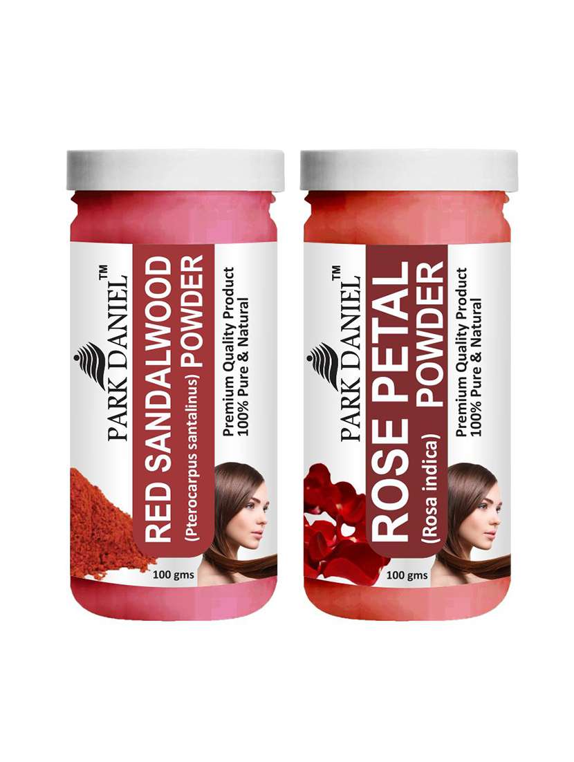park daniel premium red sandalwood powder & rose petal powder combo pack of 2 jars of 100 gms(200 gms) - 18427373 - Zoom Image - 0