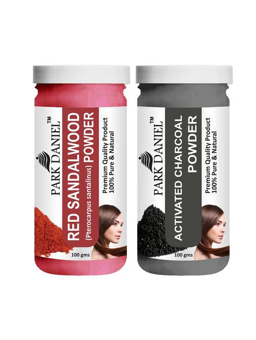 park daniel premium red sandalwood powder & activated charcoal powder combo pack of 2 jars of 100 gms(200 gms) - 18427387 -  Standard Image - 0