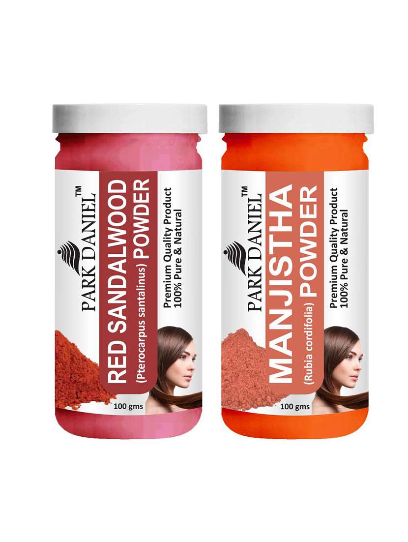 park daniel premium red sandalwood powder & manjistha leaf powder combo pack of 2 jars of 100 gms(200 gms)
