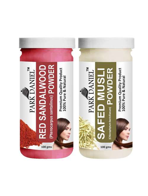 park daniel premium red sandalwood powder & safed musli powder combo pack of 2 jars of 100 gms(200 gms) - 18427395 -  Standard Image - 0