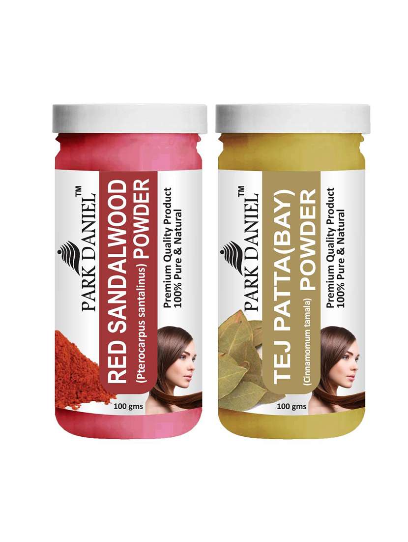 park daniel premium red sandalwood powder & tej patta(bay) powder combo pack of 2 jars of 100 gms(200 gms)