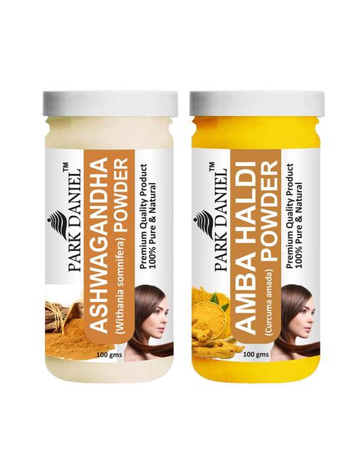park daniel premium ashwagandha powder & amba haldi powder combo pack of 2 jars of 100 gms(200 gms) - 18427415 -  Standard Image - 0