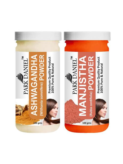 park daniel premium ashwagandha powder & manjistha leaf powder combo pack of 2 jars of 100 gms(200 gms) - 18427426 - Standard Image - 0