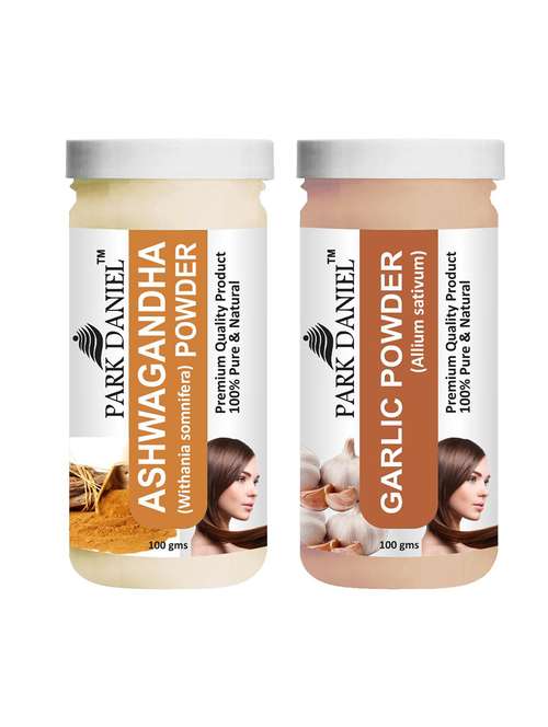 park daniel premium ashwagandha powder & garlic powder combo pack of 2 jars of 100 gms(200 gms) - 18427431 - Standard Image - 0