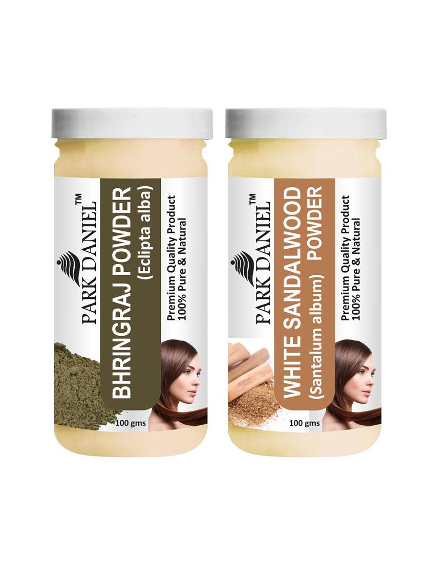 park daniel 100% pure & natural bhringraj powder & white sandalwood powder combo pack of 2 jars of 100 gms(200 gms) - 18427519 -  Zoom Image - 0