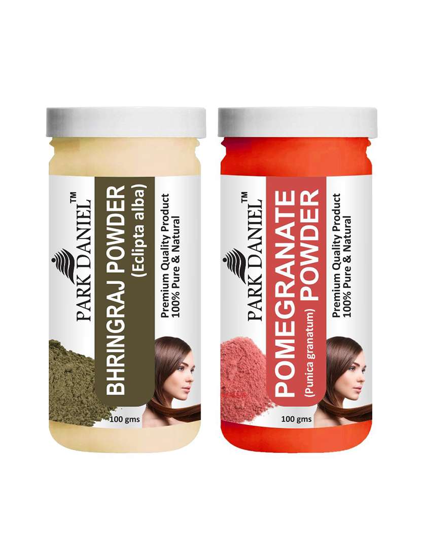 park daniel 100% pure & natural bhringraj powder & pomegranate powder combo pack of 2 jars of 100 gms(200 gms)