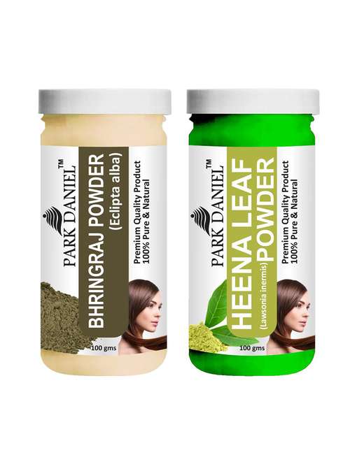 park daniel 100% pure & natural bhringraj powder & heena leaf powder combo pack of 2 jars of 100 gms(200 gms) - 18427536 -  Standard Image - 0