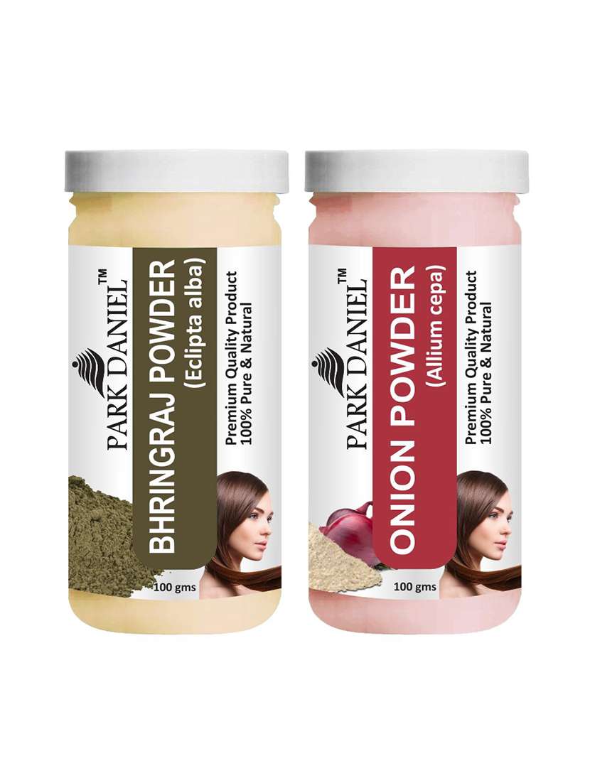 park daniel 100% pure & natural bhringraj powder & onion powder combo pack of 2 jars of 100 gms(200 gms)