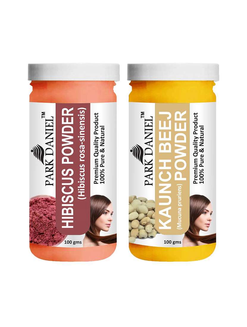 park daniel 100% pure & natural hibiscus powder & kaunch beej powder combo pack of 2 jars of 100 gms(200 gms) - 18427571 -  Zoom Image - 0