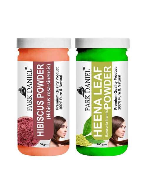 park daniel 100% pure & natural hibiscus powder & heena leaf powder combo pack of 2 jars of 100 gms(200 gms) - 18427573 - Standard Image - 0