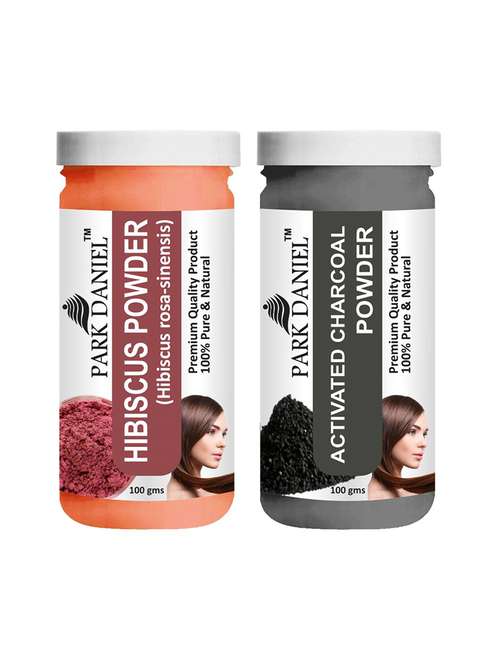 park daniel 100% pure & natural hibiscus powder & activated charcoal powder combo pack of 2 jars of 100 gms(200 gms) - 18427577 -  Standard Image - 0
