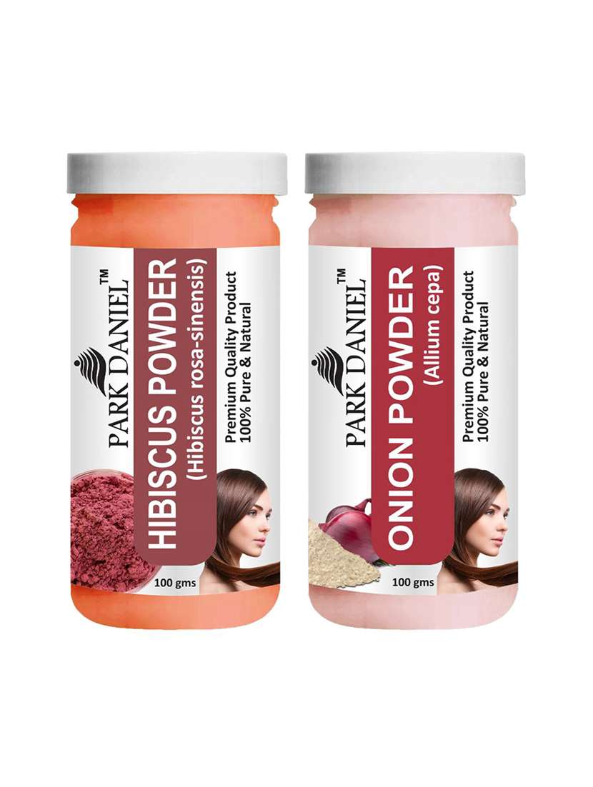 park daniel 100% pure & natural hibiscus powder & onion powder combo pack of 2 jars of 100 gms(200 gms)