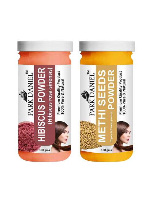 park daniel 100% pure & natural hibiscus powder & methi powder combo pack of 2 jars of 100 gms(200 gms) - 18427582 - Standard Image - 0