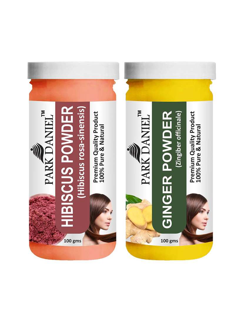 park daniel 100% pure & natural hibiscus powder & ginger powder combo pack of 2 jars of 100 gms(200 gms)