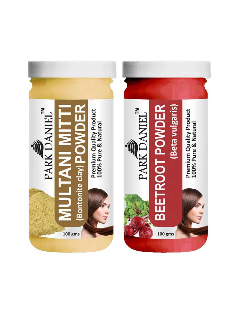 park daniel 100% pure & natural multani mitti powder & beetroot powder combo pack of 2 jars of 100 gms(200 gms)