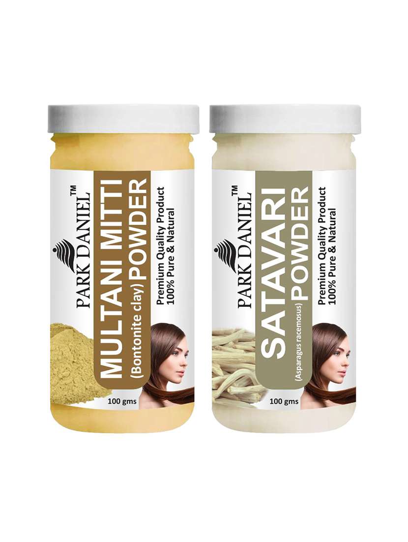park daniel 100% pure & natural multani mitti powder & satavari powder combo pack of 2 jars of 100 gms(200 gms)