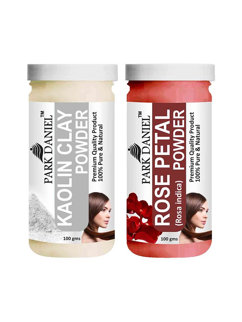 park daniel 100% pure & natural kaolin clay powder & rose patel powder combo pack of 2 jars of 100 gms(200 gms)