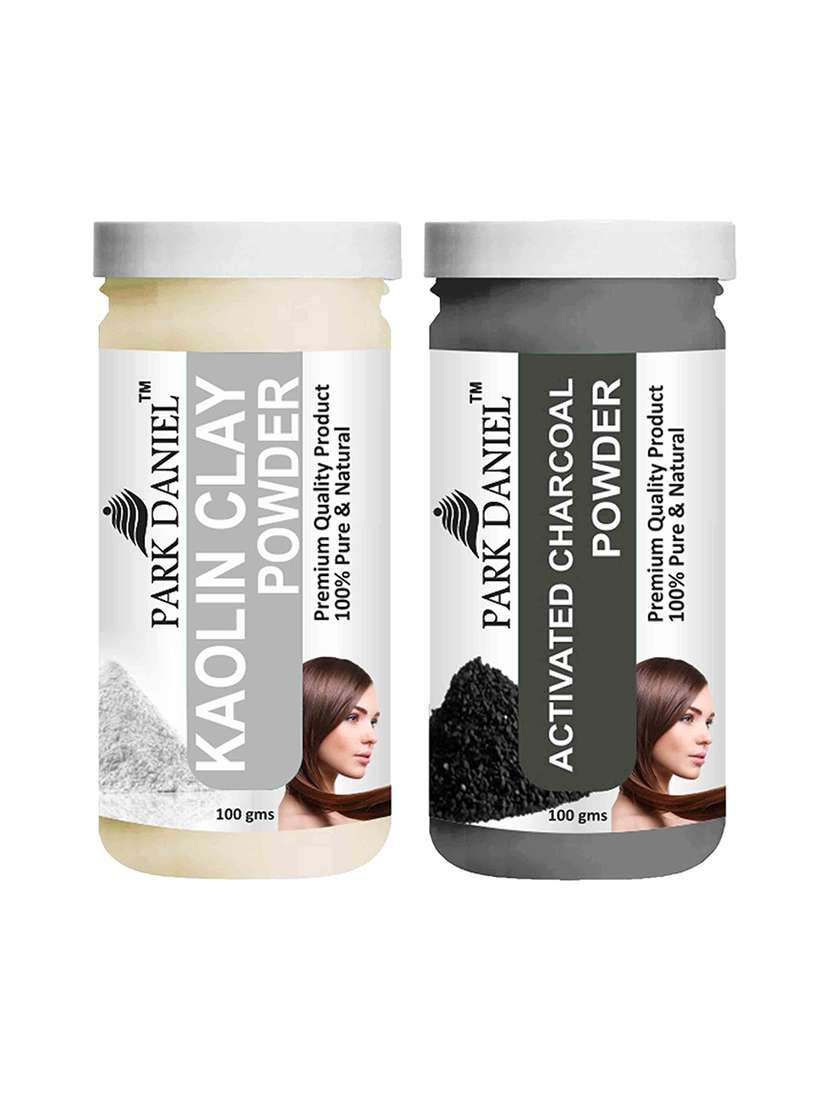 park daniel 100% pure & natural kaolin clay powder & activated charcoal powder combo pack of 2 jars of 100 gms(200 gms)