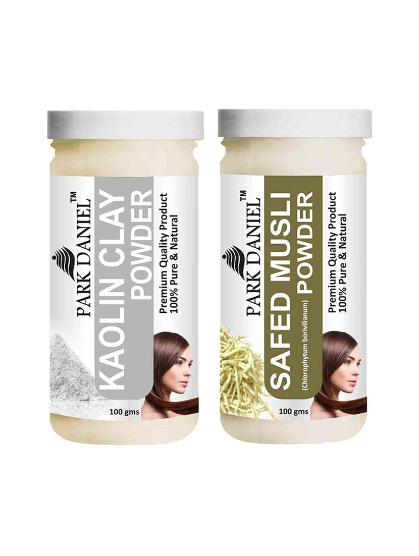 park daniel 100% pure & natural kaolin clay powder & safed musli powder combo pack of 2 jars of 100 gms(200 gms) - 18427650 -  Zoom Image - 0