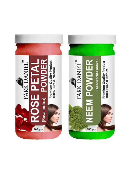 park daniel pure & natural rose petal powder & neem powder combo pack of 2 bottles of 100 gm (200 gm ) - 18427657 -  Standard Image - 0