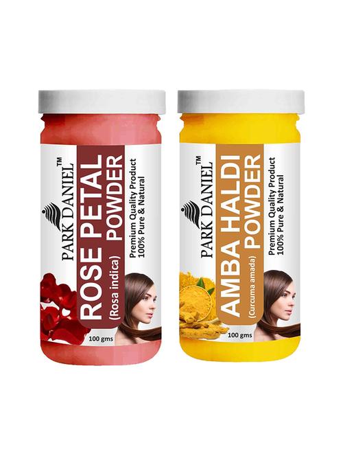 park daniel pure & natural rose petal powder & amba haldi powder combo pack of 2 bottles of 100 gm (200 gm ) - 18427661 - Standard Image - 0