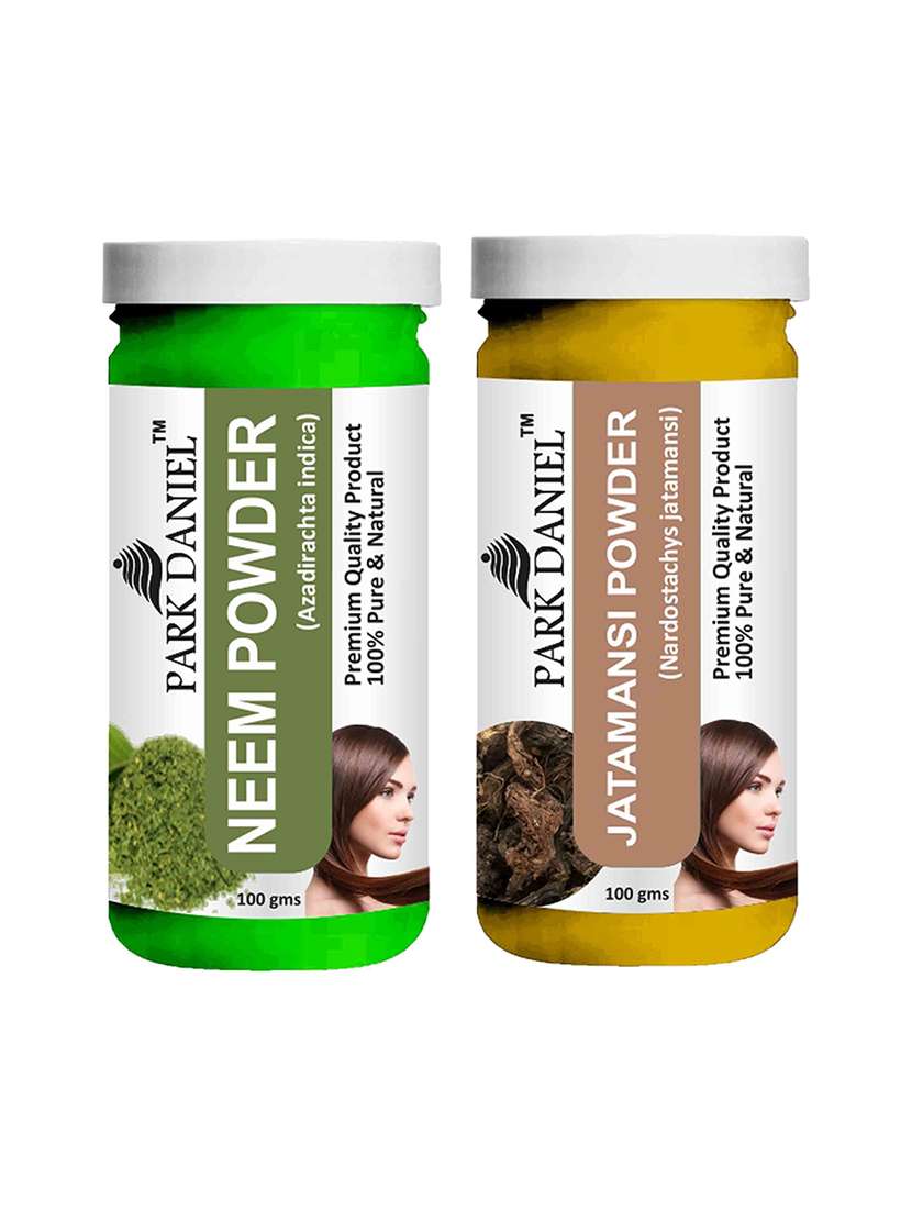 park daniel 100% pure & natural neem powder & jatamansi powder combo pack of 2 jars of 100 gms(200 gms)