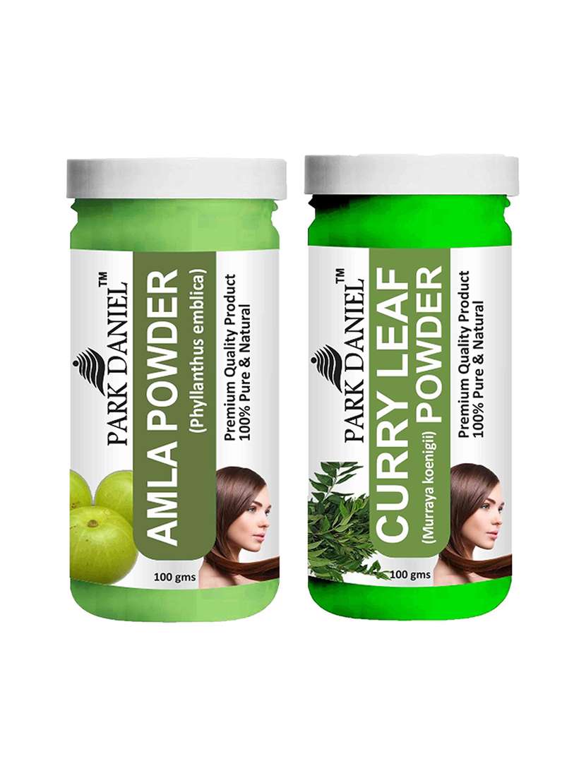 park daniel 100% pure & natural amla powder & curry leaf powder combo pack of 2 jars of 100 gms(200 gms)