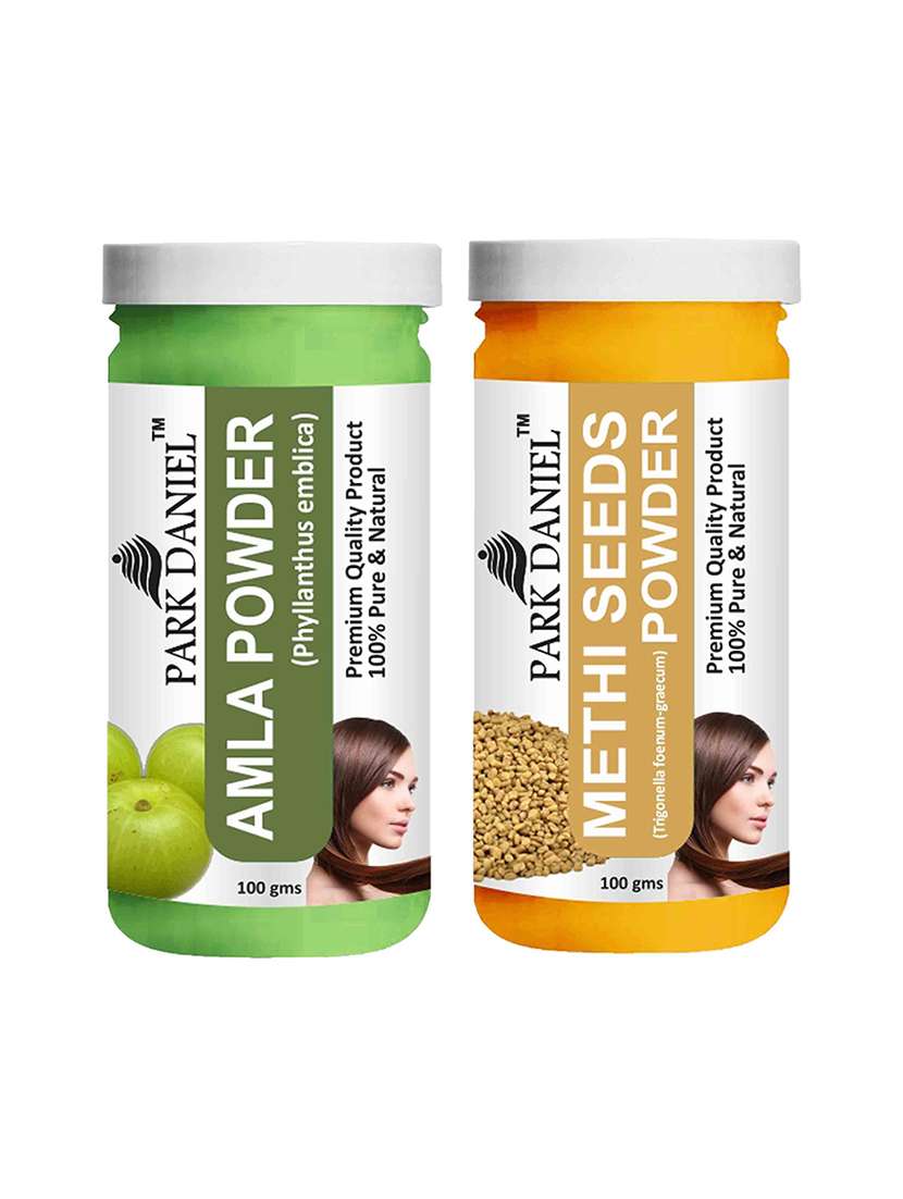 park daniel 100% pure & natural amla powder & methi powder combo pack of 2 jars of 100 gms(200 gms)