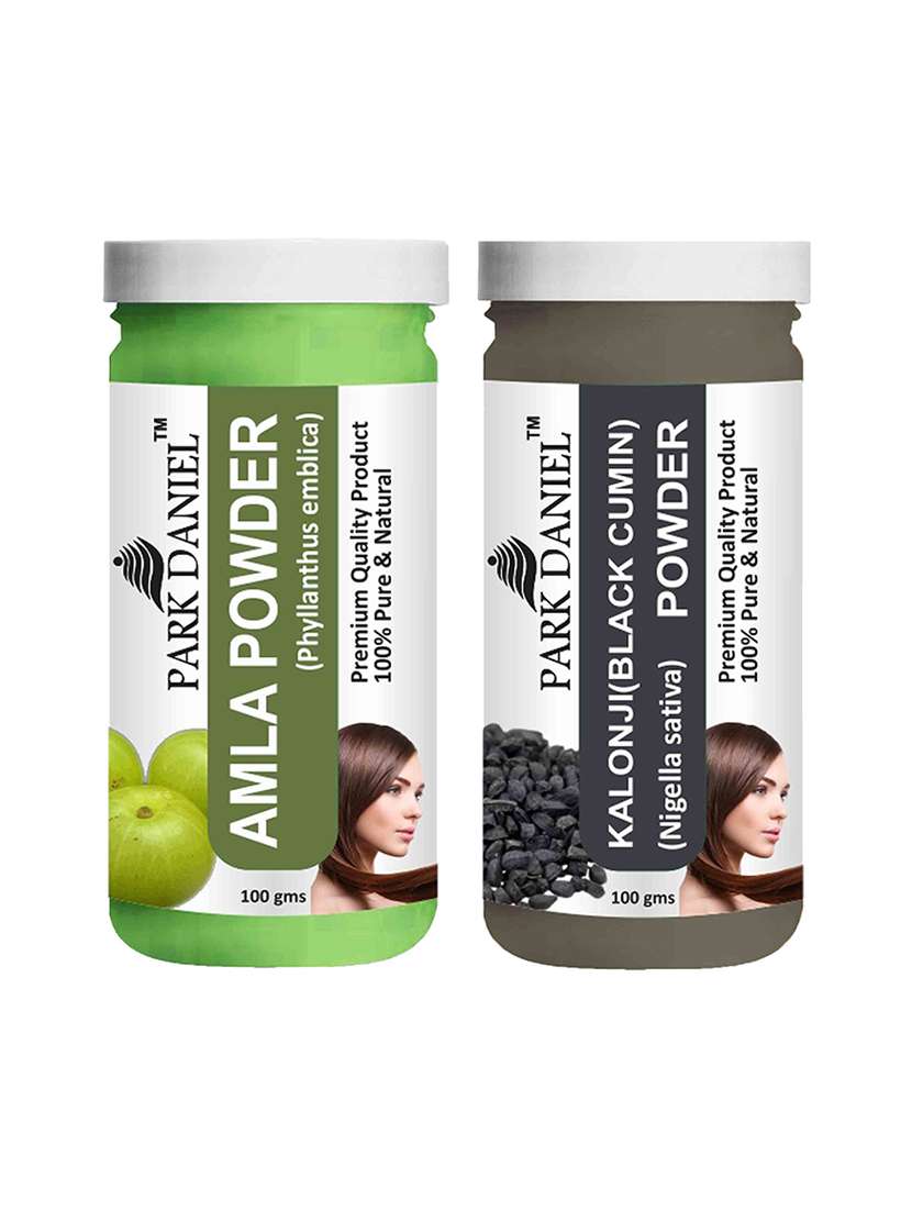 park daniel 100% pure & natural amla powder & kalonji (black cumin) powder combo pack of 2 jars of 100 gms(200 gms)