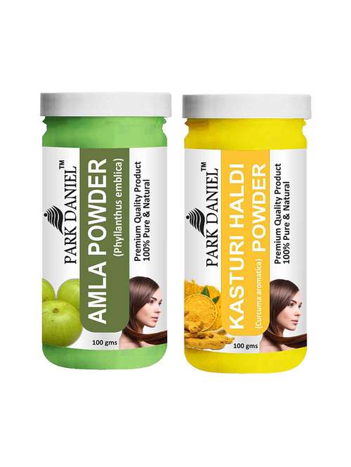 park daniel 100% pure & natural amla powder & kasturi haldi powder combo pack of 2 jars of 100 gms(200 gms) - 18427751 -  Standard Image - 0