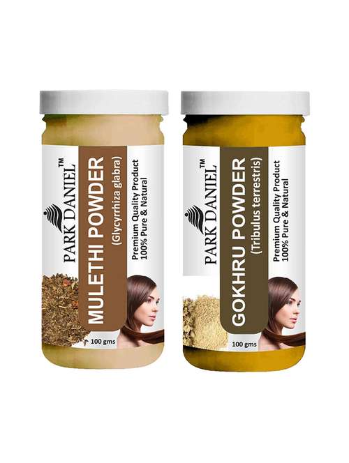 park daniel 100% pure & natural mulethi powder & gokhru powder combo pack of 2 jars of 100 gms(200 gms) - 18427760 -  Standard Image - 0