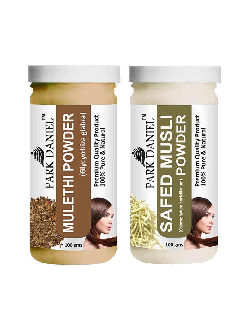 park daniel 100% pure & natural mulethi powder & safed musli powder combo pack of 2 jars of 100 gms(200 gms) - 18427769 -  Zoom Image - 0